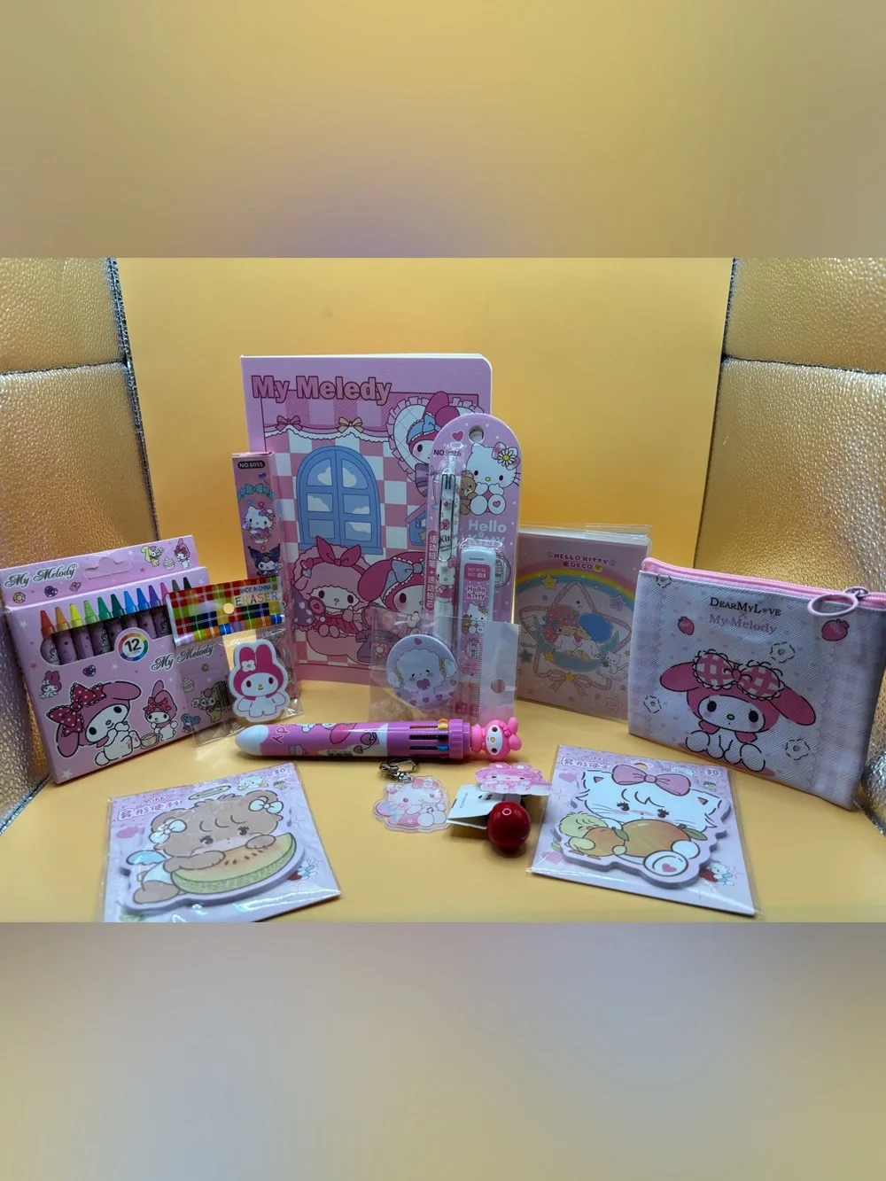 My Melody Stationery Back-to-School Set Kawai Notebook Pen Sticky notes NEW
